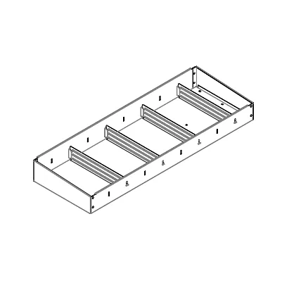 ABSCHLUSSREGAL 1.014X100X260 MIT 4 TRENNWÄNDEN + ANTIRUTSCHMATTE